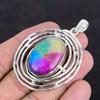 Rainbow Solar Quartz Druzy Pendant Natural Gemstone Pendant 925 Sterling Silver Pendant Decent Pendant Wedding Gifts Handmade Silver Jewelry