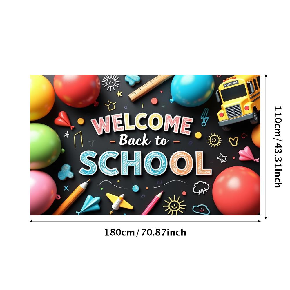Welcome Back To School Banner Colorful School Bus Design Backdrop Decorations Classroom Events Party Supplies Photography Props