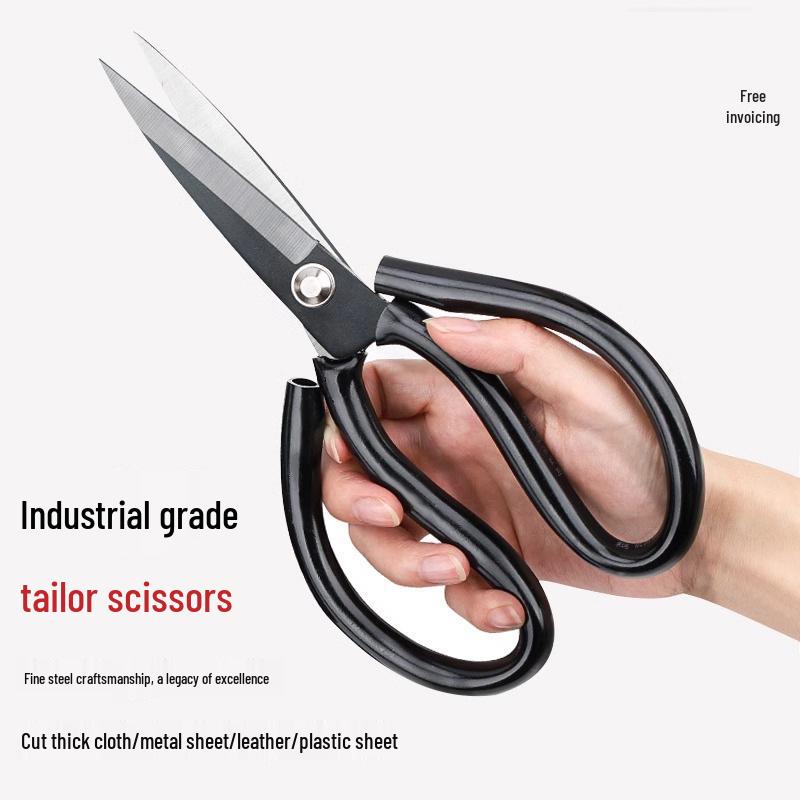 Multi-Functional Stainless Steel Scissors: Kitchen Knife, Bone Shears & Paper/Sewing Cutter - Black Pointed Tip Black Small