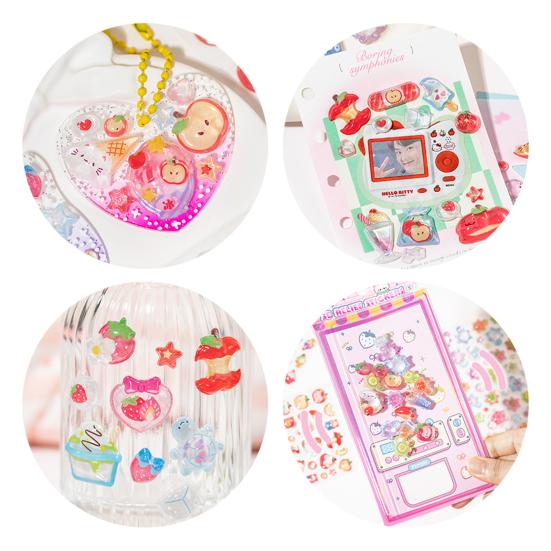 Cat Desserts Puffy Stickers 3D Cute Cartoon Animal Ice Creams Stickers Kawaii Mini Turtles Stickers for Scrapbooks Planner Journals Laptops Phone Case