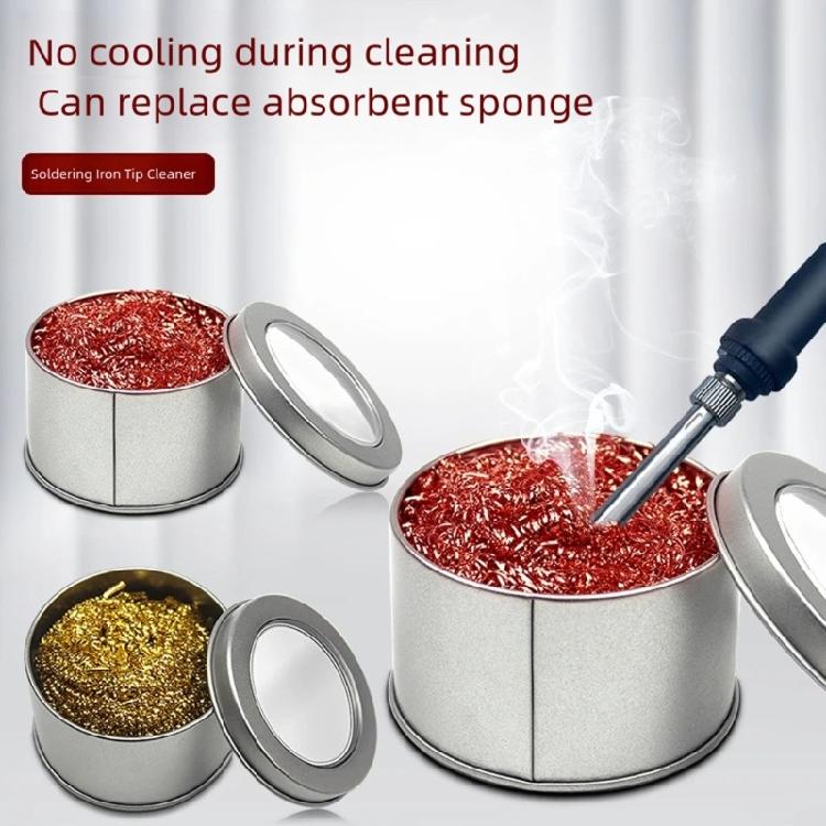 Welding Accessories Soldering Solder Iron Tip Cleaner Copper Wire Ball with Sponge Holder Removing Solder Tool