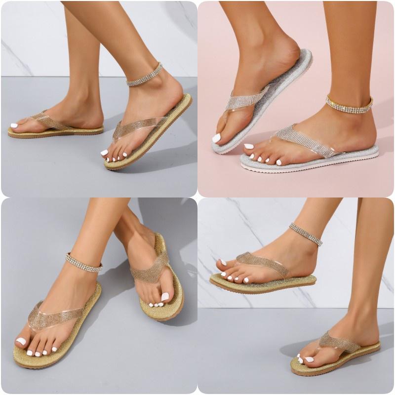 2022 Summer New Arrivals Plus Size Casual Rhinestone Flat Women's Slipper In Stock