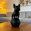 Standing on Ball Bulldog Figurine 3D Printed Black White Dog Statue Sculpture Home Office Desktop Decoration Ornament