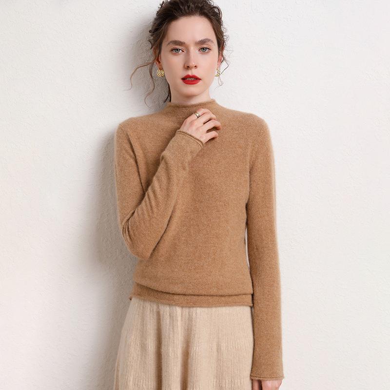 Korean Style High-Neck, Warm, Tight-Fitting Wool Sweater for Women To Pair with a Knit Cashmere Sweater.