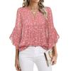 My Garderobe Authorization Damenblusen Chiffon Rüschen Kurzarm V-Ausschnitt Business Casual Tops Sommer süßes Hemd