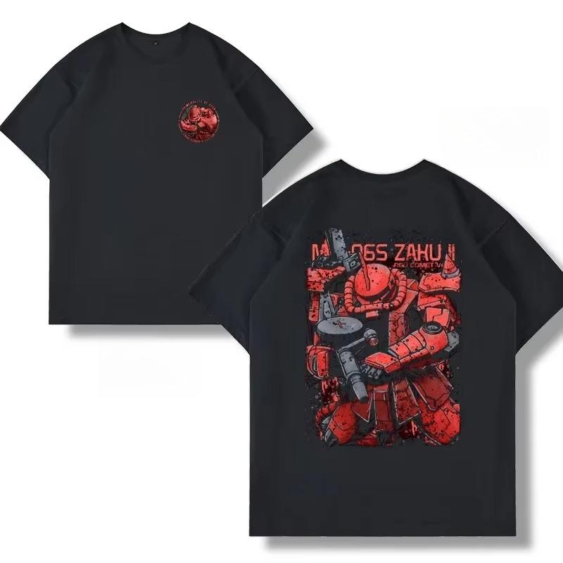

2026 New Mobile Suit Gundam LeSean Zaku Red Wolf Squadron Zeon Army Unisex Crew Neck Short Sleeve TShirt pure cotton Streetwear 4XL