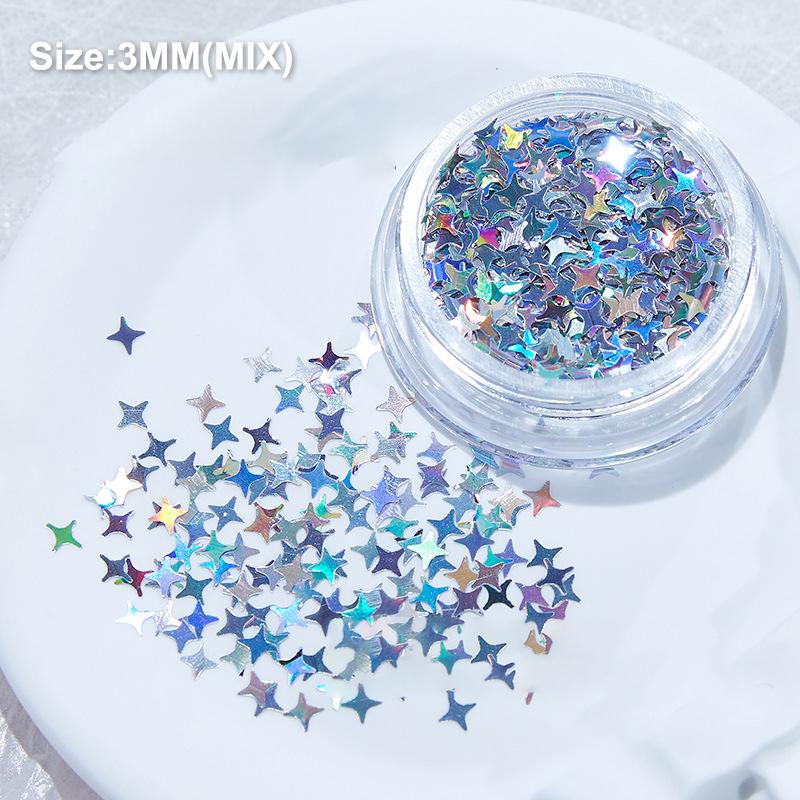 Mini Sparkling Nail Laser Glitter Sparkling Colorful Patch Love Butterfly Wave Dot Starry Laser Silver Glitter Nail Decoration