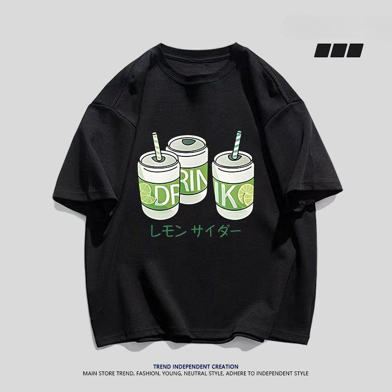 

Cotton Ins Simple Summer Shortsleeved Tshirt Couple Summer High Street Casual Loose Halfsleeved Top Unisex and Women S