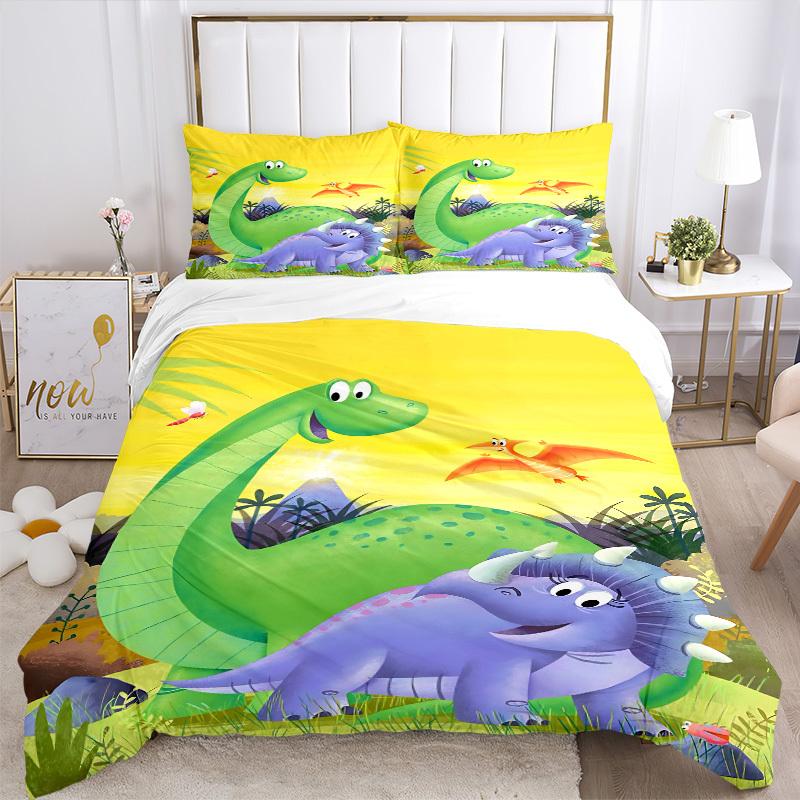 3pcs Dinosaur, Prehistoric Bedding Set - 1 Duvet Cover + 2 Pillowcases(Core Not Included), Machine Washable Polyester yy251216150