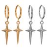Small Hoop Earrings with Star Design Drop Earrings Pendant Earrings for Women Hip Hop Fashion Jewelry Alloy Texture