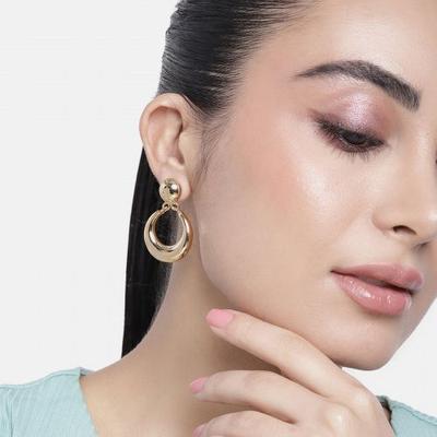 Gold Plated Round Small Drop Earrings For Women/Girls