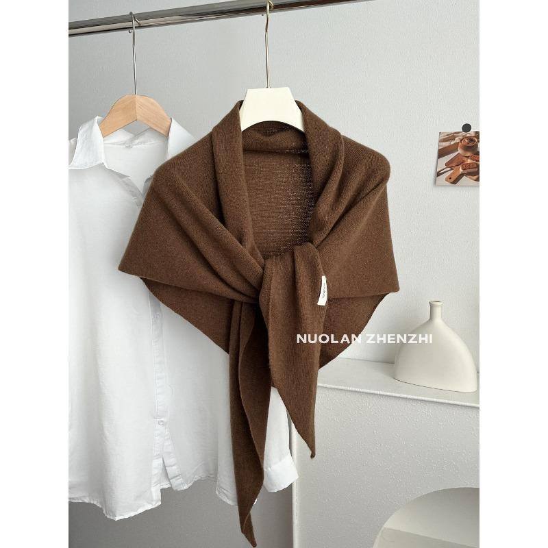 % All-wool large shawl women's winter concave shape warm shoulder pads scarf knitted triangular scarf