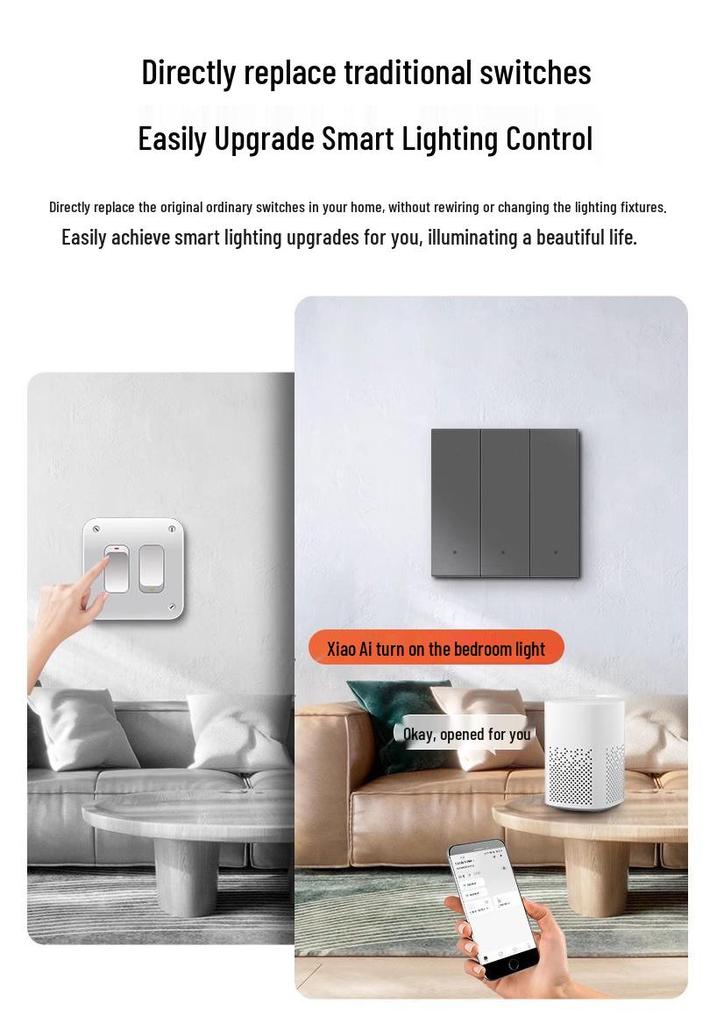 Graffiti WiFi Smart Switch Control Panel with Google, Alexa, Xiaoai, Tmall Integration