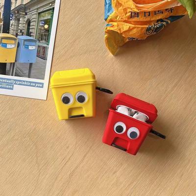 3D-Mülleimer mit großen Augen, Hülle für Airpods Pro 2, weiche Silikon-Schutzhülle für Kopfhörer für Airpods Pro, Hülle für Männer, Jungen und Kinder