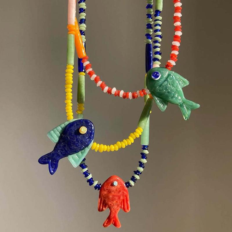 Ozean Serie Anhänger Perlenkette Modisch Personalisierte Kleine Fisch Schlüsselbein Kette