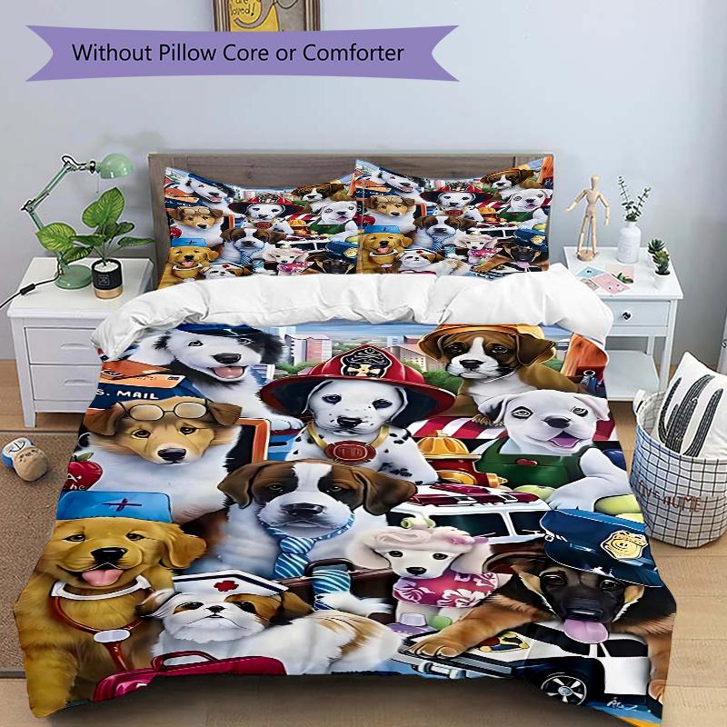 

3pcs Anime Cartoon Dog Themed Comforter Set with One Quilt Cover and Two Pillowcases (No Core) - Includes One Quilt Cover and Two Pillow Shams - Perfe 135x200cm