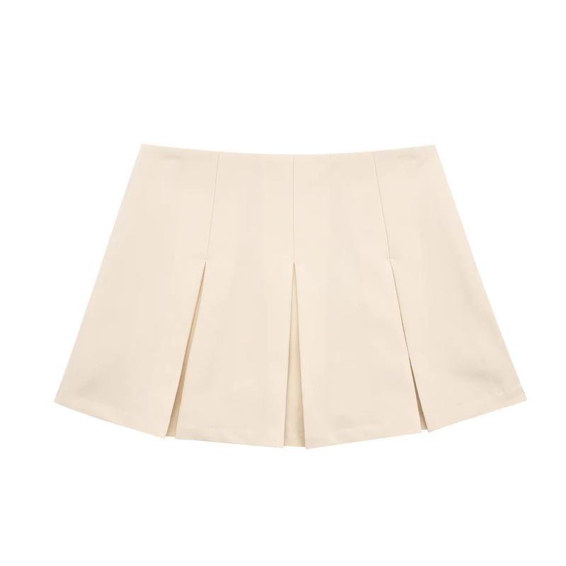 Za Spring New Arrivals Women's Clothing Zr European and American Style Fashion High Waist Slimming Wide Pleated Skirt Mini Skirt 7385524