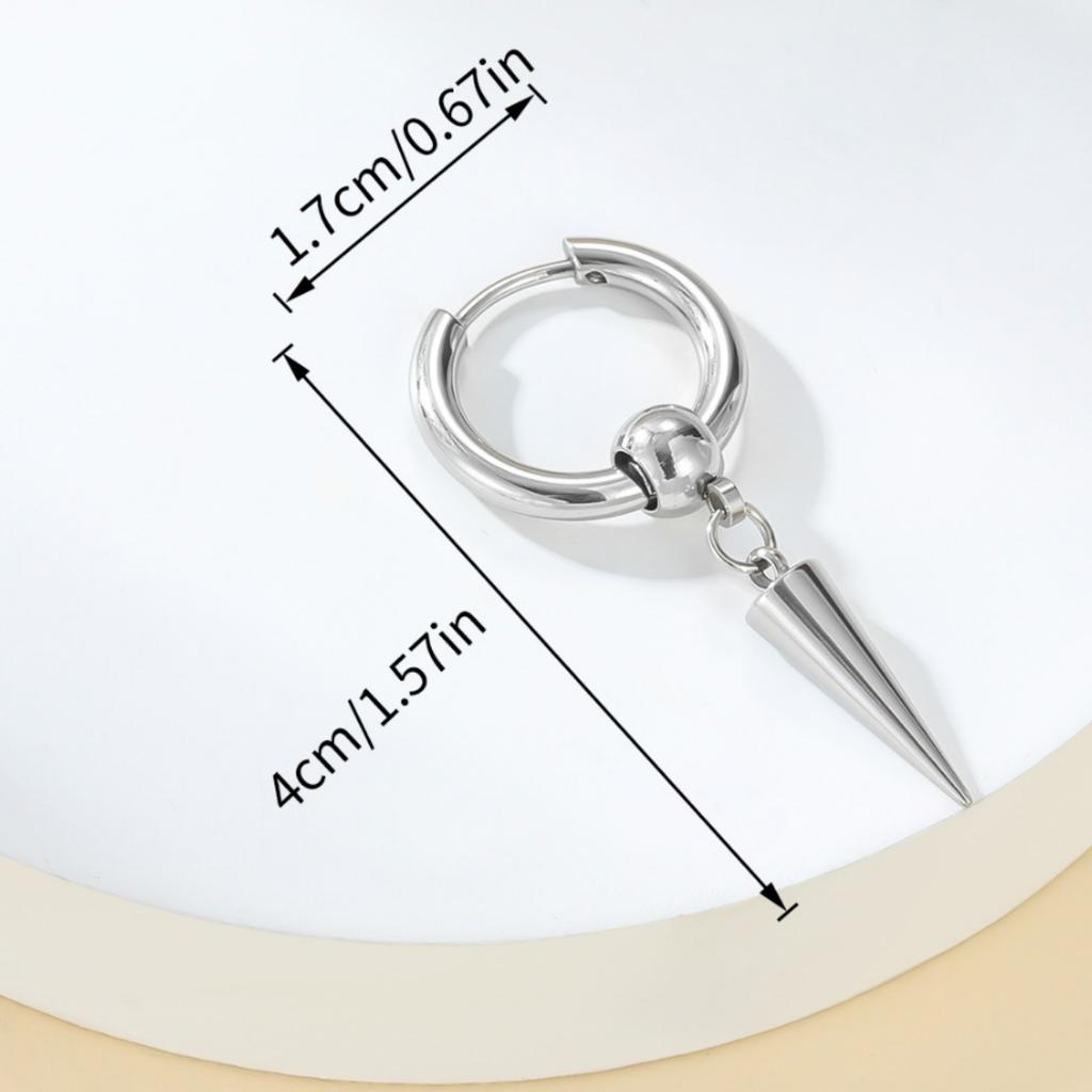 Stainless Steel Earrings Coil Hanging Tip Cone Gothic Fashion Trend Earrings Glossy Earrings Hanging Earrings Minsi Jewelry