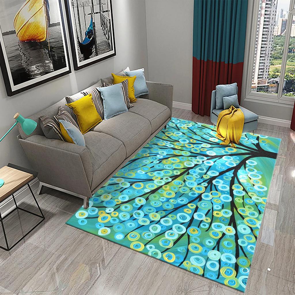 3D Colorful Abstract Tree Carpet for Kitchen Bathroom Entrance Non-Slip Carpet Living Room Balcony Bedroom Decor Floor Mat Rugs