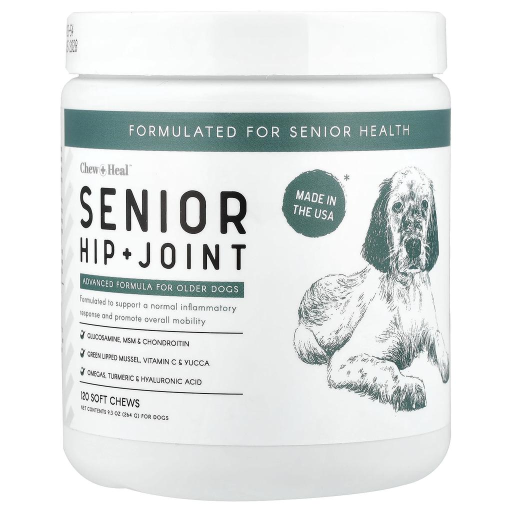 Chew + Heal, Senior Hip + Joint, for Dogs, 120 Soft Chews, 9.3 oz (264 g)
