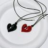 Personality Retro Design Irregularity Heart Pendant Necklace for Women Cute Cool Adjustable Leather Rope Korea Jewelry Y2K Gift