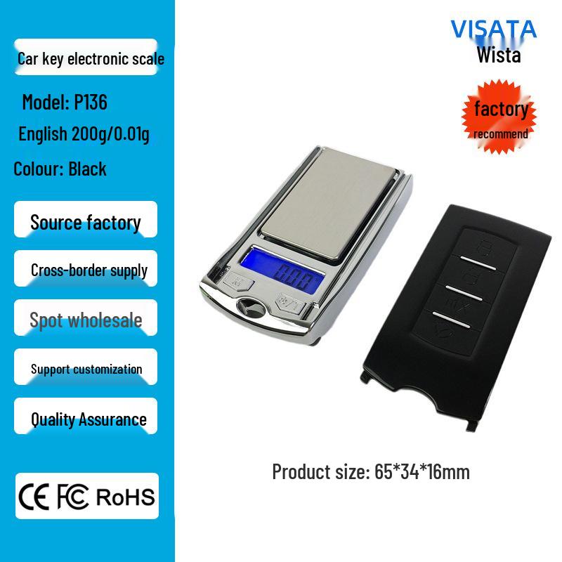 Mini Car Key High Precision Jewelry Scale 200g/0.01g Portable Gold Powder Pocket Scale