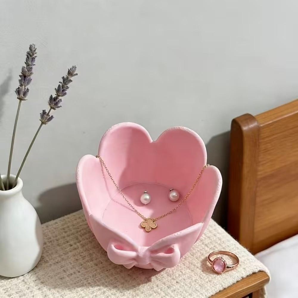 Pure White Bowknot Storage Dish Simple Design Key Storage Box Fashion Jewelry Tray Party