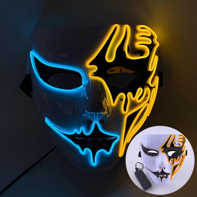 Shuffle Dance Mask Luminous Purge Mask Devil Glowing Masquerade Cosplay Mask for Halloween Horror Haunted House Props