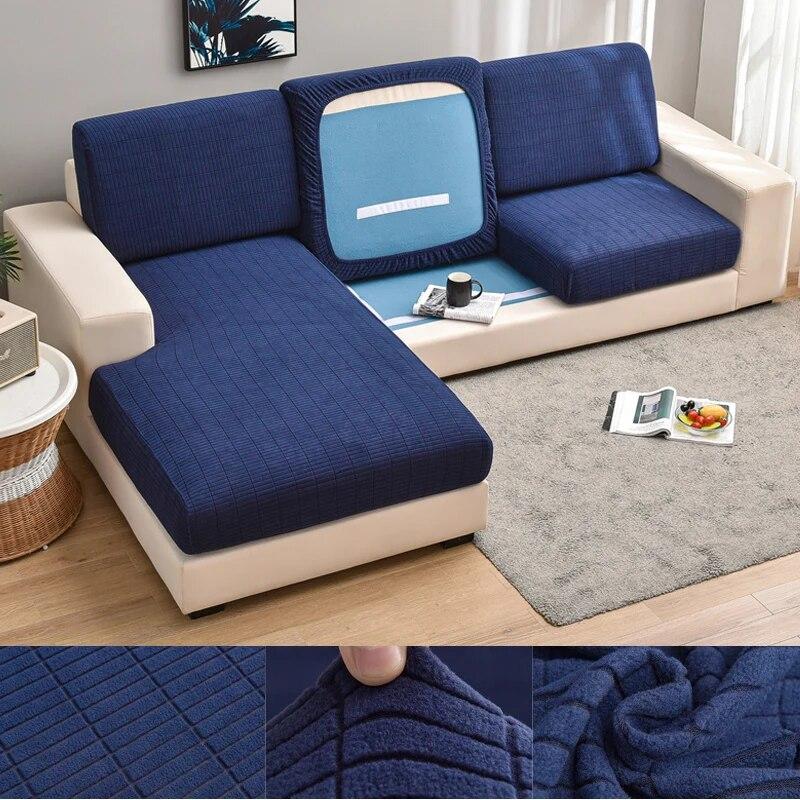 Hochwertiger Plüsch-Sofa-Sitzkissenbezug, Möbelschutz für Haustiere, Kinder, dehnbar, waschbar, abnehmbarer Schonbezug