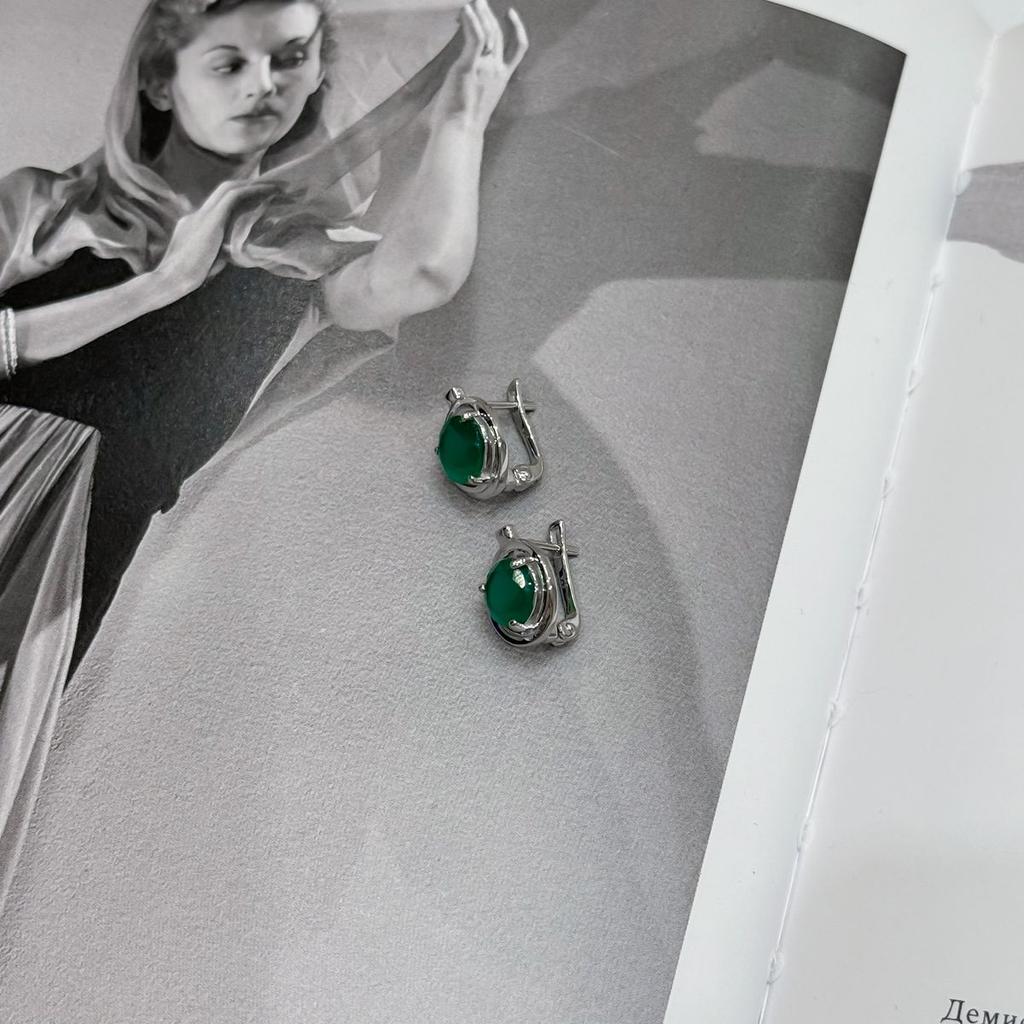 Silberne Ohrringe mit natürlichem Achat 3,575 ct (2171126)