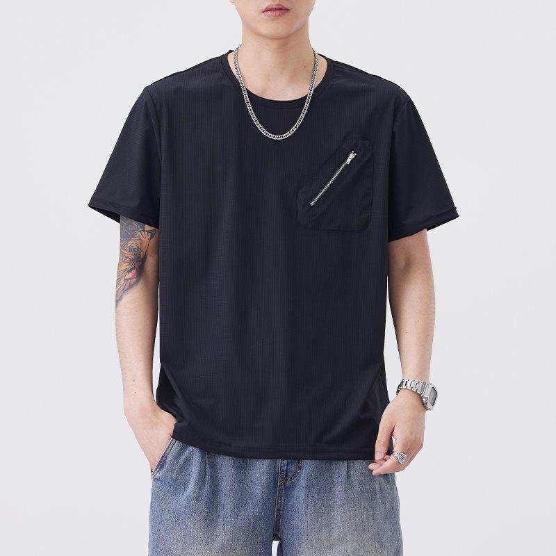 2026 Men's Summer Versatile Zipper Pocket Loose T-Shirt