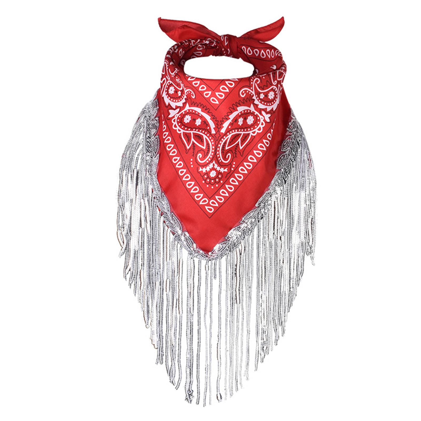 

Cowgirl Bachelorette Fringe Bandanas Bachelorette Bandanas Cowgirl Bandanas Sequin Neckerchief Bandanas For Women красный