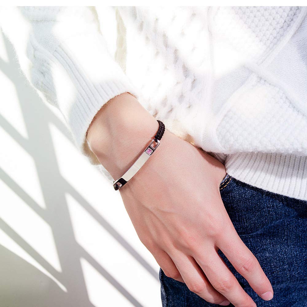 Brama Bracelet Pair Couple Style Zirconia Silver Plated Adjustable Bracelet Popular Men's Women's Women's (Silver-Men)