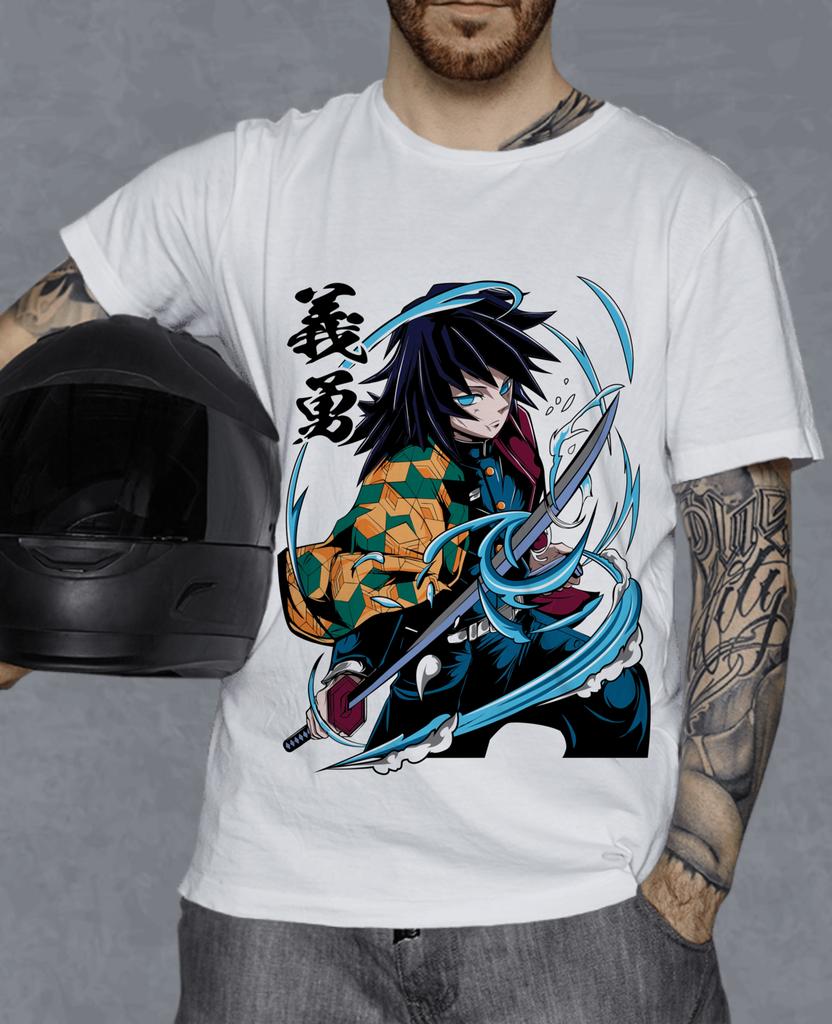 2026 Summer Demon Slayer Anime Giyu Tomioka Printed Loose Shortsleeved Pure Cotton Childrens Tshirt Unisex Casual Loose Y2k