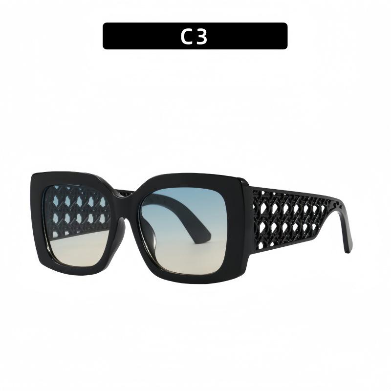 Large Frame Women s Retro Square Sunglasses - Printed Leg, Trendy European & American Style