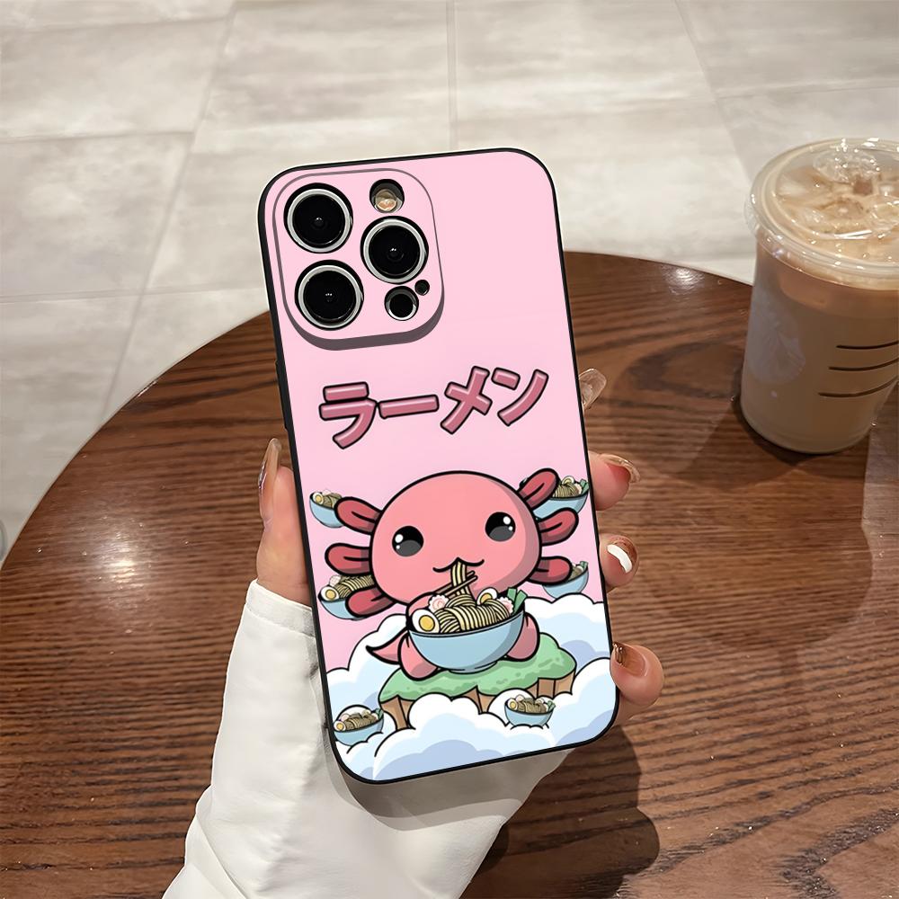 Axolotl And Ramen Phone Case For 17 Pro Max Iphone 14 Pro Max 12 16 15 13 Pro 11 Xr X Xs 8 7 Plus Back Cover