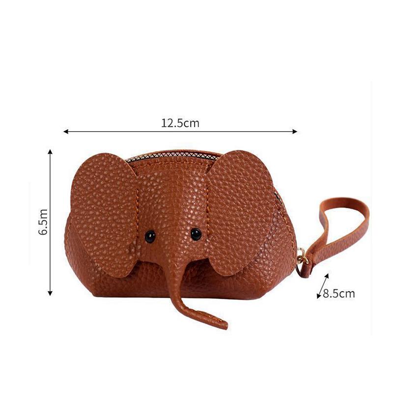 PU Leather Baby Elephant Coin Purse Women's Bag Pendant Creative Card Holder Storage Lipstick Envelope Zipper Money Bag