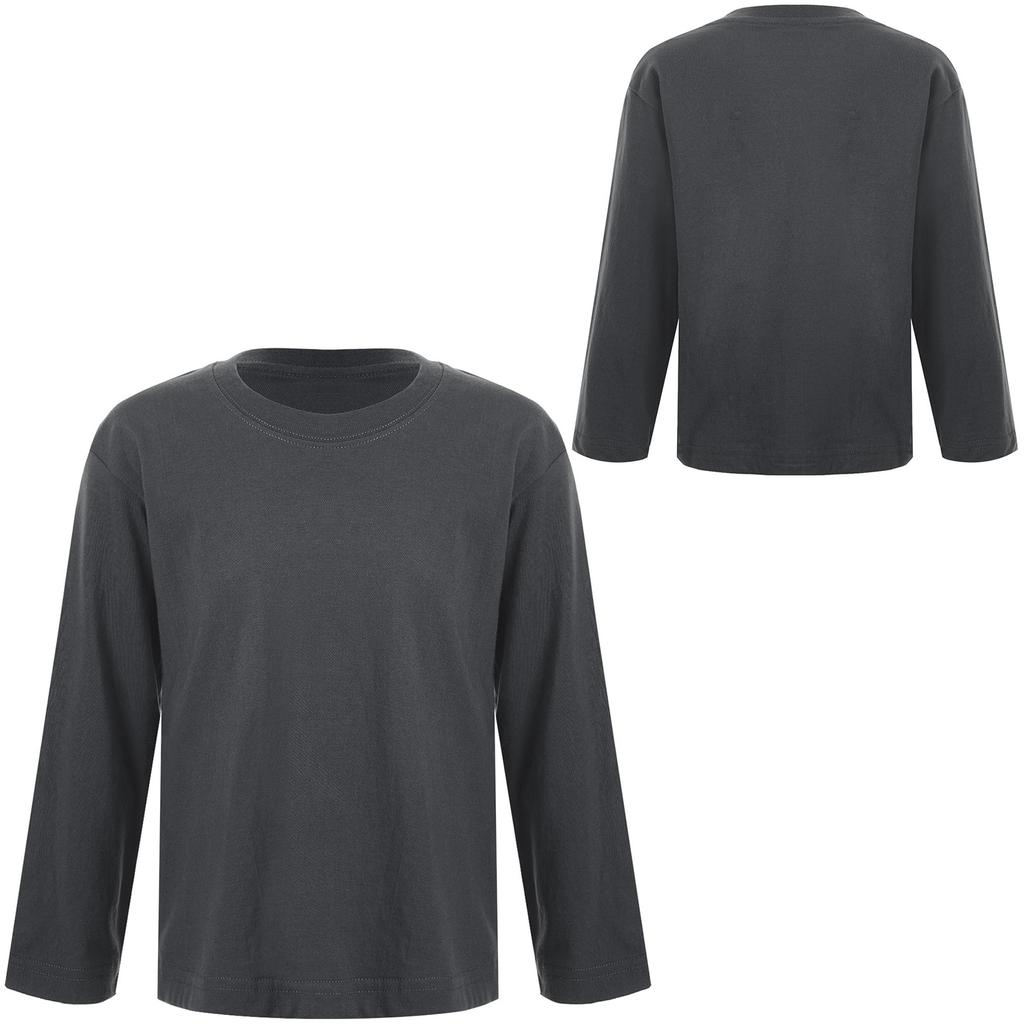 Jenter Gutter Langermet T-skjorte Ensfarget Genser Undertrøye Høst Vintergenser Normal Passform Tunika Bluse Topp