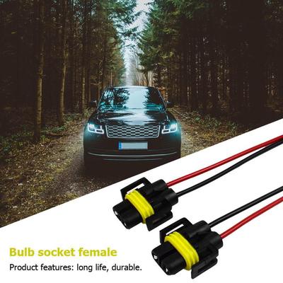 2pcs Bulb Socket Female Adapter 12-24V H8/H9/H11 Cable Plug Female Male Adapter Wire Connector Plug for Headlight Fog Light