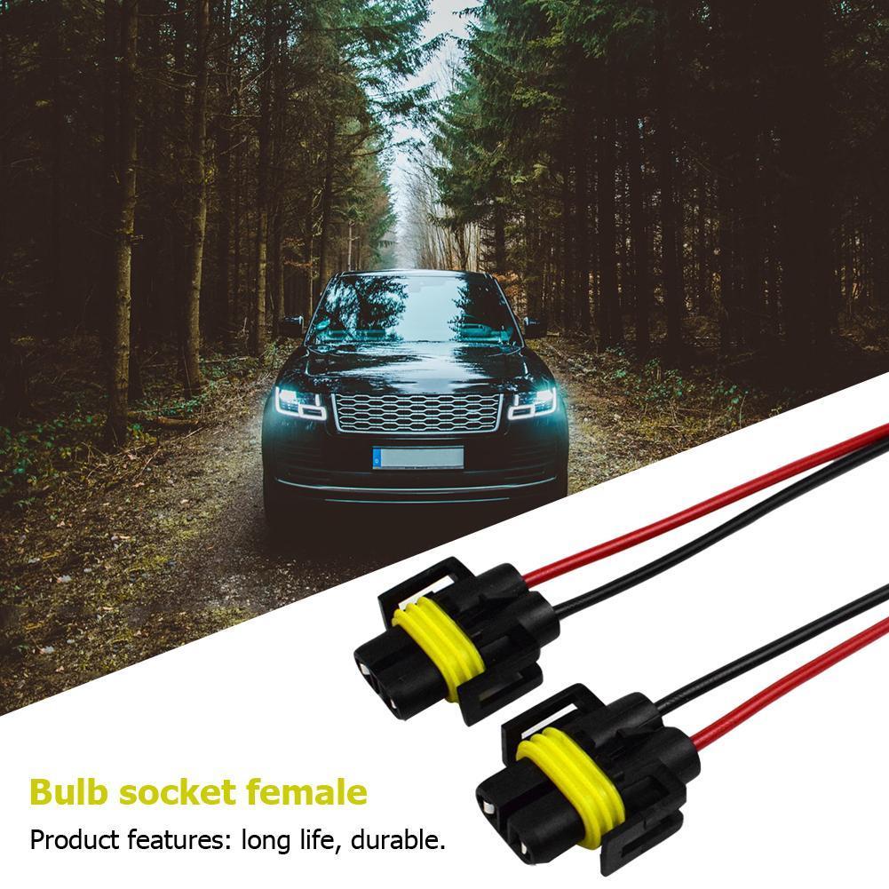 2pcs Bulb Socket Female Adapter 12-24V H8/H9/H11 Cable Plug Female Male Adapter Wire Connector Plug for Headlight Fog Light
