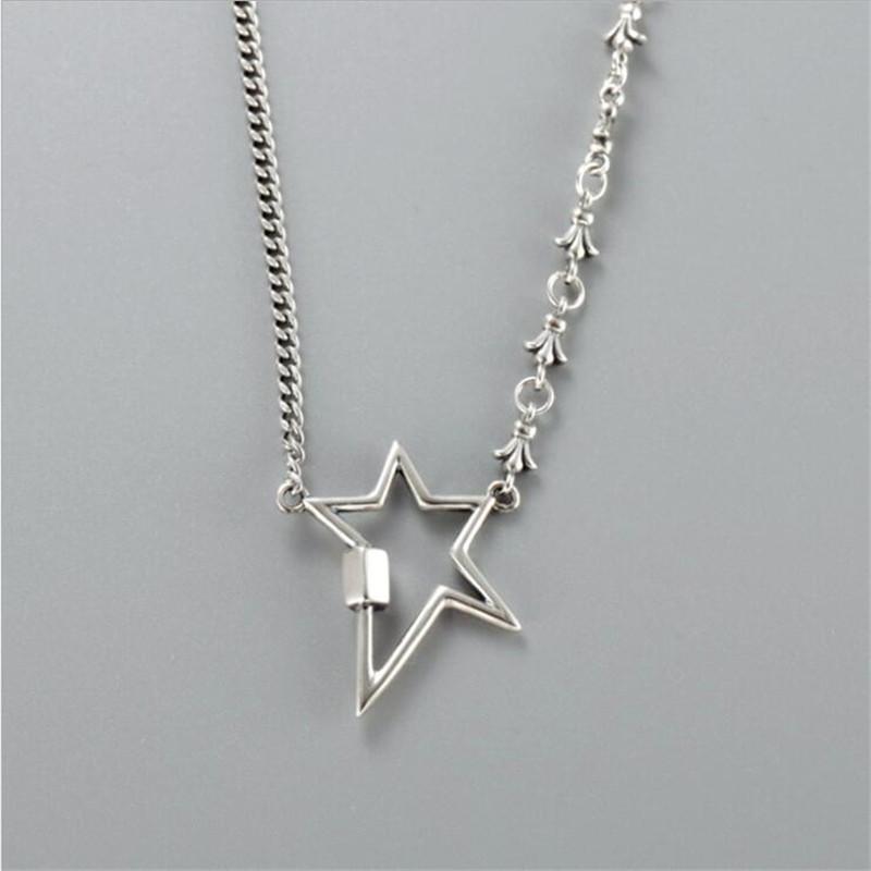

New Arrival Star Stitching Chain Personality 925 Sterling Silver Jewelry Irregular Five-pointed Star Pendant Necklaces TYB359 серебряный