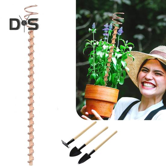 Electroculture Plant Stakes Copper Gardening Antenna Stakes Spiral Copper Wire On Wooden Stakes for Electroculture Plants Fruits Vegetables Growth