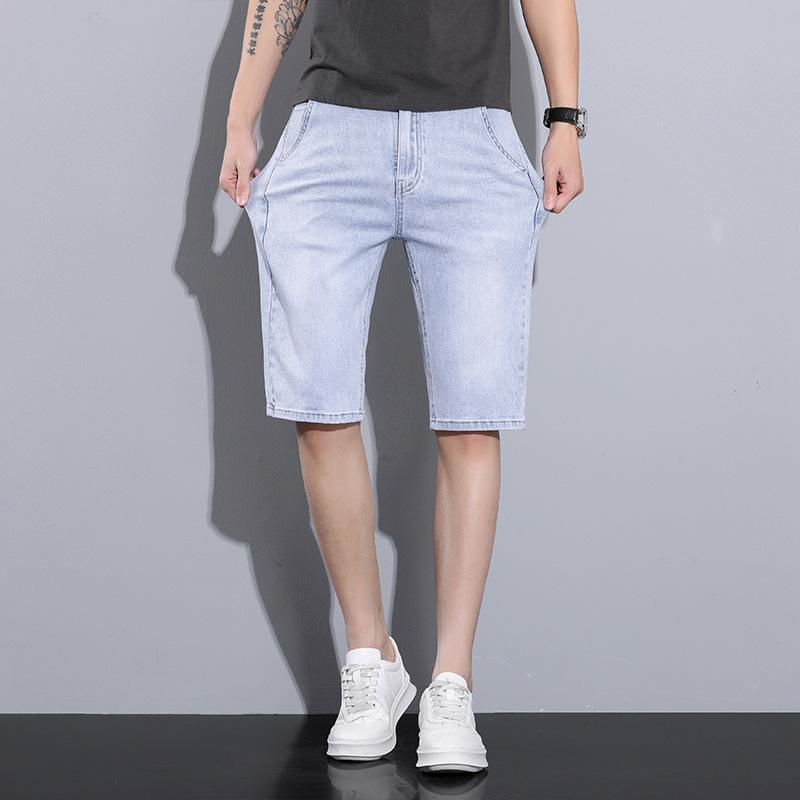 New Summer Men's Denim Cropped Pants Casual Shorts High Waist Mid-trousers