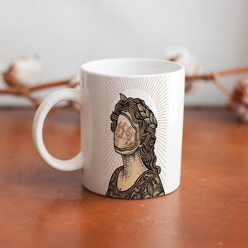 11oz Weiße Keramiktasse mit bedruckten Seiten und komfortablem Griff, Perfekt für tägliche Heißgetränke und Büro-Schreibtischpausen