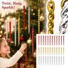 Geribbelde Kerst IJspegel Boom Ornamenten, Plastic Hangende Decoraties in Goud Rood voor Wintervakantie