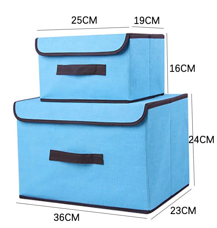 

WBBOOMING 2 Size Fold Non-woven Fabric Storage Box Home Supplies Clothing Underwear Sock And Kid Toy Storage Organizer Cosmetics M 25x19x16cm синій