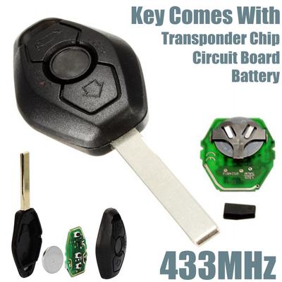 433MHz Bezklíčový Vstup Dálkový Ovladač Klíčenka Vysílač Kliker Nevybroušený Klíč Pro BMW Černý 1 ks