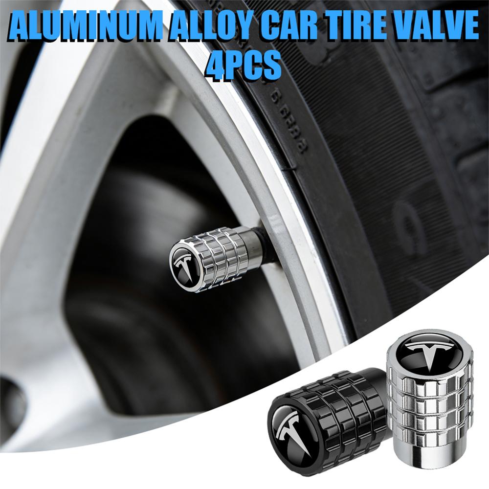 Car Metal Wheel Tire Air Valve Dust Caps Accessories With Logo For Tesla Model 3 Model Y 2020 2021 2022 Roadster Invader WYE K80