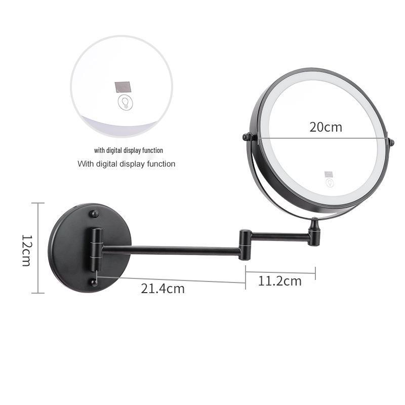Miroir de maquillage grossissant double face lumineux à LED, mural, pour salles de bain, installation sans perçage