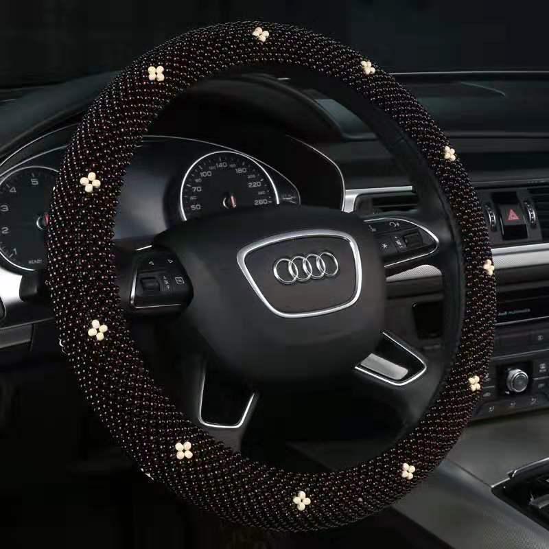Golden Bead Wooden Bead Series Handwoven Non-slip Steering Wheel Cover